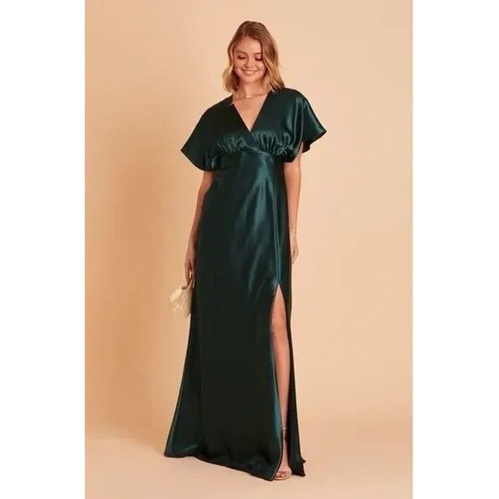 Birdy Grey Green Wrap Gown with Flutter Sleeves